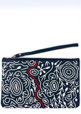 Leather Clutch Bag W/Wrist Strap - Ngarindjerri Country Design