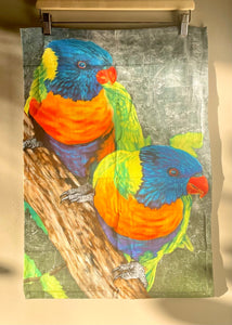 Cotton tea towel featuring licensed Aboriginal artwork, ethically printed in India using water-based inks—gentle on fabric and planet.