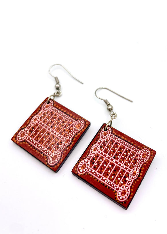 Ceramic Earrings - Ngapa Jukurrpa (Water Dreaming) Design