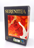 Serenitea Spice Chai tea box with decorative design on a white background