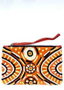 Velvet Clutch Bag W/Wrist Strap - Kulama Ceremony Design