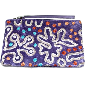 Velvet Clutch Bag W/Wrist Strap - Puurda Manu Wanakiji Jukurrpa (Yam & Bush Tomato Dreaming) Design